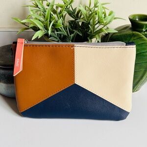 Ipsy Colorblock Pouch with Tan, Cream, and Navy
